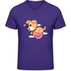 Pánské Tričko Soft-Style V Triko Gildan - Design se srdíčkem a psem - Purple