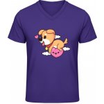 Gildan Soft-Style V triko Design se srdíčkem a psem Purple – Sleviste.cz