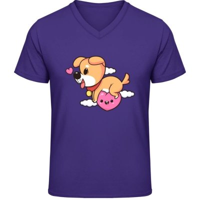 Gildan Soft-Style V triko Design se srdíčkem a psem Purple – Sleviste.cz