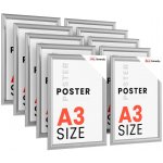 Allboards KPL10_FRAME_A3S Plakátový rám A3 – Uzamykatelný stříbrný Klip rám - sada 10 kusů – Zboží Živě