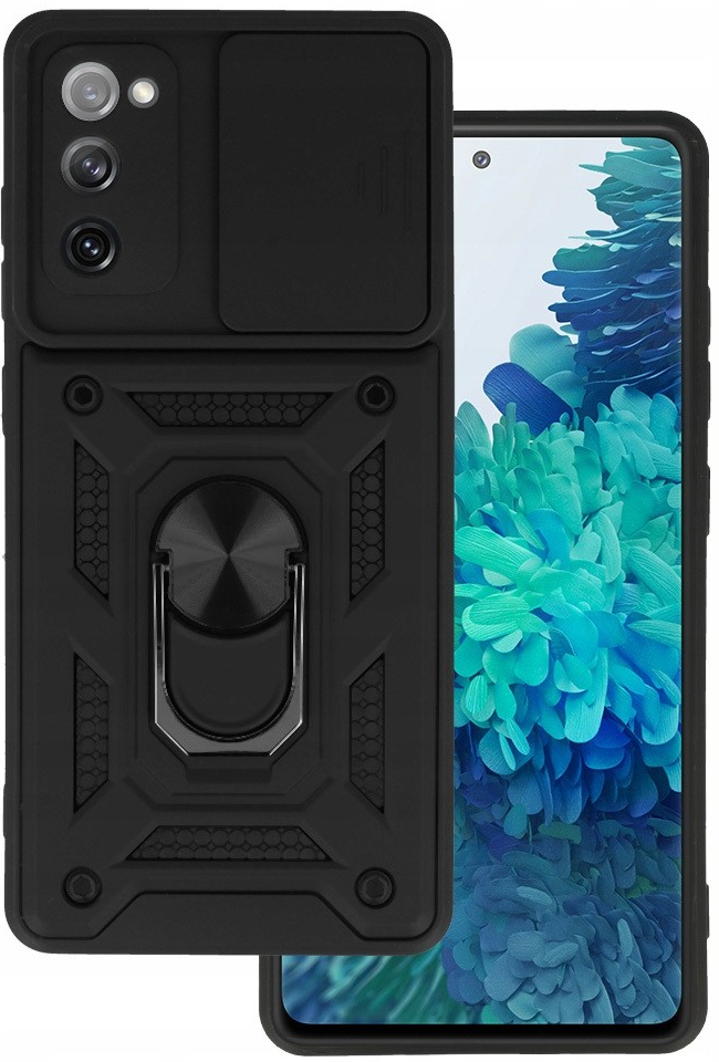 Pouzdro Armor CamShield Samsung Galaxy S20 FE černé s krytkou fotoaprátů a stojánkem