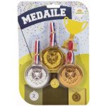 Teddies Medaile se šňůrkou 3ks plast průměr 6cm na kartě – Zboží Mobilmania