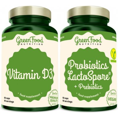 GREENFOOD NUTRITION Probiotics lactoSpore prebiotics 60 tobolek + vitamin D3 60 tobolek