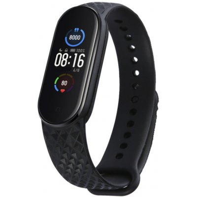 Xiaomi Mi Band 5/6 náhradní náramek Diamantový vzor Černá MBSCZ-5DV001 – Zboží Živě