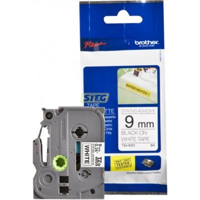 Páska Brother TZE-S221, 9mm, bílá/černá, adhezivní, laminovaná, délka 8m – Zboží Živě