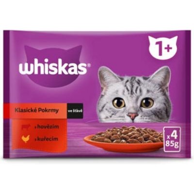 Whiskas klasický výběr ve šťávě pro dospělé kočky 4 x 85 g