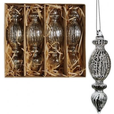 J&M Home International LTD. Ornament sklo 4ks/13,5cm antik stříbrná – Hledejceny.cz