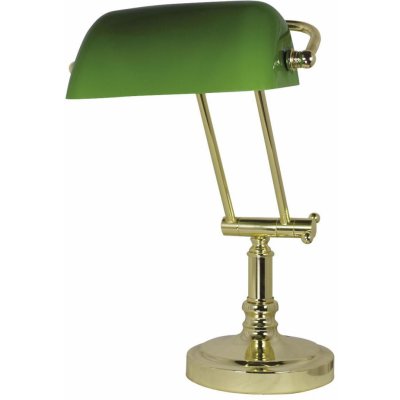 SEA Club Bankéřská lampa - zelené skleněné stínítko, 230V, E27, 60W, výška: 36/43cm 1292G