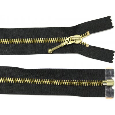 WICO Kovový zip no.5 rozepínací 50cm černý (zlaté zoubky, přívěsek palcát) – Hledejceny.cz