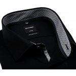 Olymp Luxor Modern Fit černá košile s černo-bílým vnitřním límcem prodloužený rukáv – Sleviste.cz