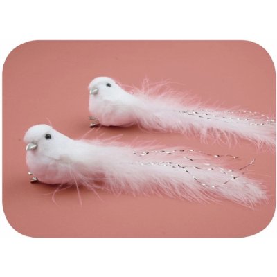 Ptáček plyšový bílý na klipu 2 ks 14 cm – Zboží Mobilmania