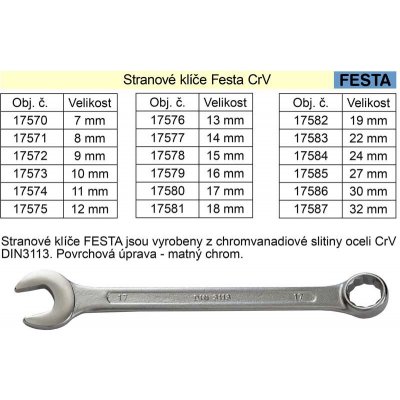 Očkoplochý klíč FESTA 22mm CrV – Hledejceny.cz