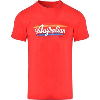 Australian Cotton T-Shirt Brush Line Print rosso vivo