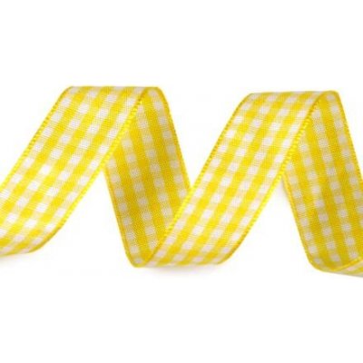 Károvaná stuha šíře 15 mm, střední, 5 žlutá (bal. 45) – Sleviste.cz