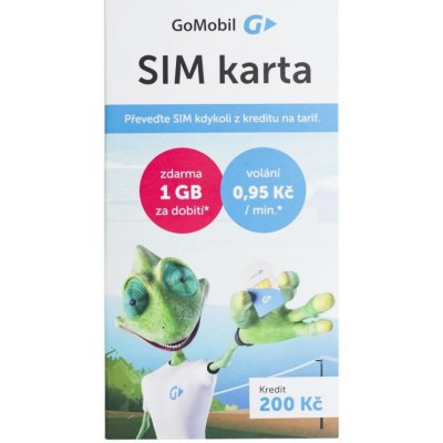 GOMOBIL PŘEDPLACENKA - kredit 200,- Kč (při dobití kreditu min. 300 Kč získáte 100% kreditu nebo 1 GB dat)