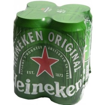 Heineken světlý ležák 5% 4 x 0,5 l (plech)
