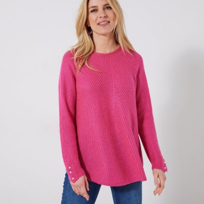 Blancheporte Rozšířený pulovr z anglického úpletu růžová – Zboží Mobilmania