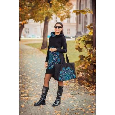 Himalife Šatomikina s maxi kapucí Nayla černá s modrou – Zboží Dáma