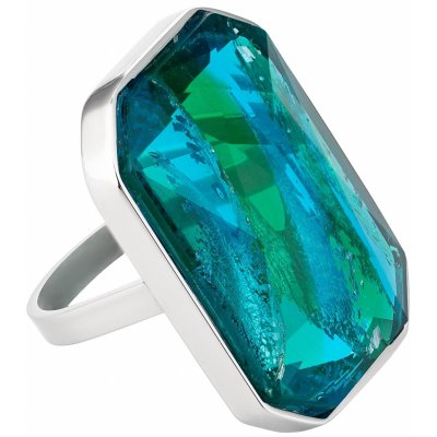 Preciosa ocelový prsten s ručně mačkaným kamenem českého křišťálu Preciosa Ocean Emerald 7446 66