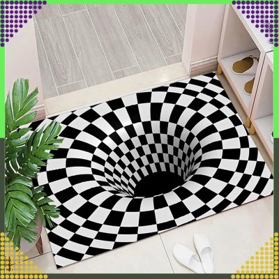 RealG RC-K-1175 Rohožka s 3D efektem černobílá iluze 60 x 90 cm – Sleviste.cz