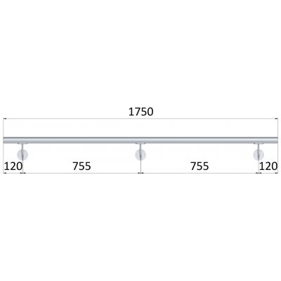 Madlo 1750mm (set: 3ks úchyt, madlo D=42,4mm s ukončením), broušená nerez K320 / AISI304