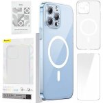 Pouzdro Phone case Baseus Magnetic Crystal Clear for iPhone 13 Pro transparent with all-tempered-glass screen protector and cleaning kit – Zboží Mobilmania