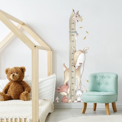 INSPIO 9055f samolepky na zeď - Dětský metr na zeď - Lesní zvířátka, velikost 90 x 70 cm – Zboží Dáma