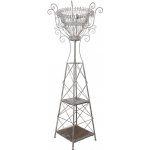 Clayre & Eef antik kovový stojan na květinu Brocante 89 x 89 x 230 cm šedý – Zboží Mobilmania