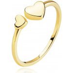 Šperky Eshop Zlatý prsten ze žlutého zlata hladká srdce otevřená ramena S5GG254.96 – Hledejceny.cz