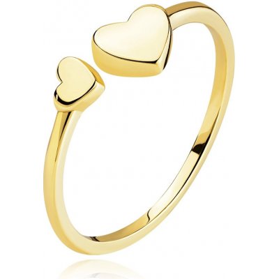 Šperky Eshop Zlatý prsten ze žlutého zlata hladká srdce otevřená ramena S5GG254.96 – Zboží Mobilmania