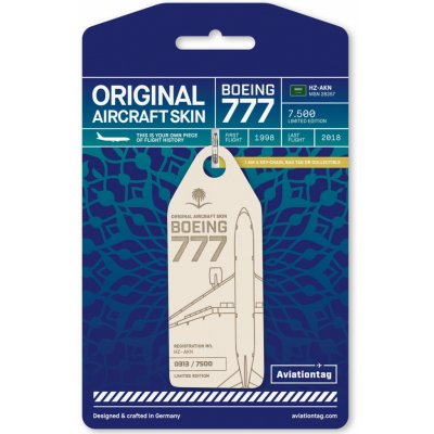 Aviationtag z letadla Boeing 777 HZ AKN béžový – Zboží Mobilmania