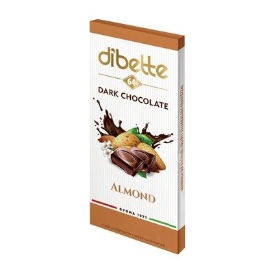 Diabette Choco Hořká čokoláda s fruktózou plněná krémem s mandlovou příchutí 80 g