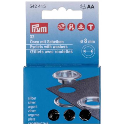 Prym Průchodky s podložkou 8 mm, 32 ks, nikl – Zboží Mobilmania