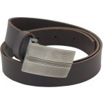 Opaskujse kožený opasek hnědá kůže plná spona hranatá leštěná kovová – Hledejceny.cz