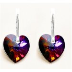 Swarovski Elements Heart krystal stříbrné visací oranžovo modré srdce srdíčka 31012.4 Volcano oranžová modrá duhová ohnivá – Zbozi.Blesk.cz