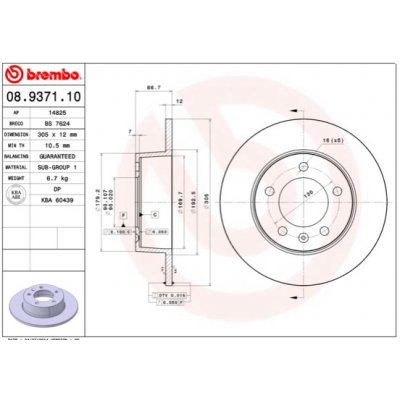 BREMBO Brzdový kotouč 08.9371.10 – Zbozi.Blesk.cz