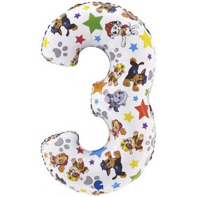 Grabo Balónek fóliový číslice 3 Tlapková patrola 66 cm – Zboží Dáma