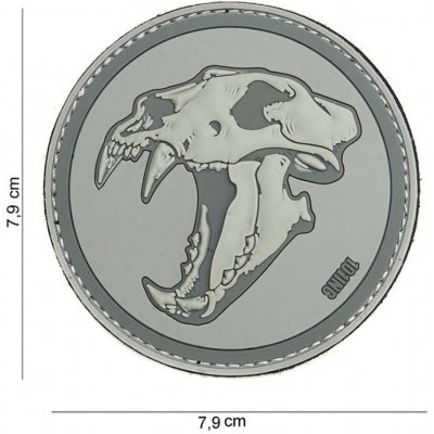 101 Inc. Company Nášivka na suchý zip Sabertooth tiger (plast 3D) - grey (101 INC)