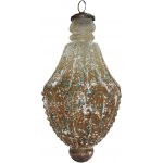 Clayre & Eef Hnědo-bílá antik skleněná ozdoba XL Ø 11*21 cm – Hledejceny.cz