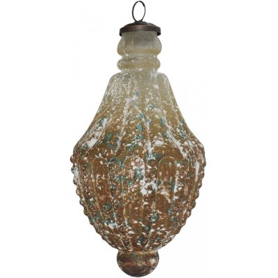 Clayre & Eef Hnědo-bílá antik skleněná ozdoba XL Ø 11*21 cm – Hledejceny.cz