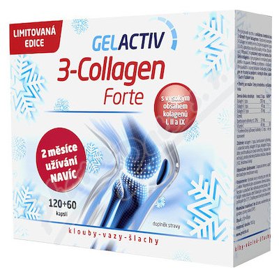 GelActiv 3-Collagen Forte 120+60 kapslí Dárkové 2022