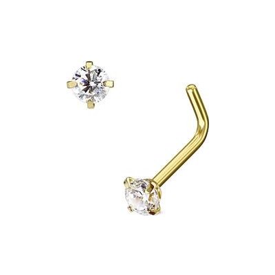 Šperky4U zlacený piercing do nosu čirý kamínek N0066-GDC – Zboží Dáma