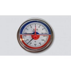 H-LINE termomanometr se zadním napojením 0 - 120°C 0 - 6 BAR D=80 mm