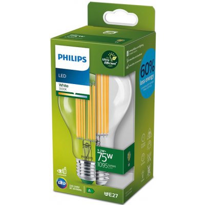 Philips 8719514435674 LED žárovka E27 5,2W/75W 1095lm 3000K A70 filament A-class