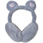 Šedé dětské klapky na uši s medvědími oušky se srdíčkem – Zboží Mobilmania