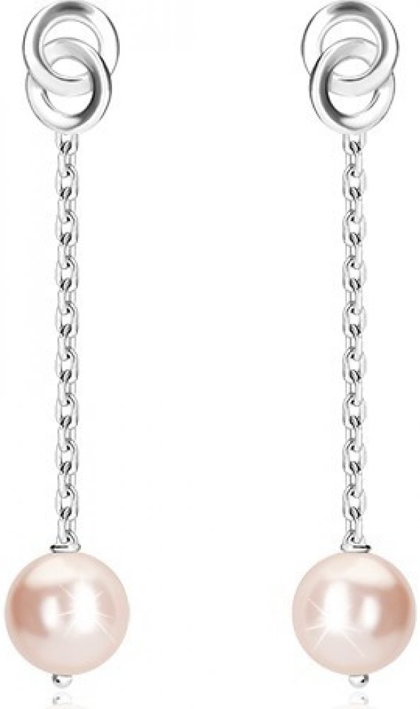 Šperky eshop Řetízkové náušnice světle růžová kulička lesklý řetízek dva  propletené kruhy AA33.22 | Srovnanicen.cz
