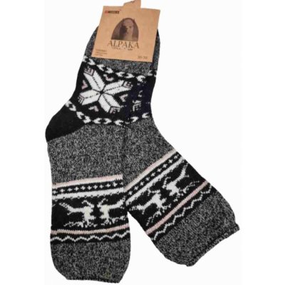 Alpaca dámské domácí vlněné ponožky sobík šedá