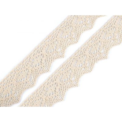 Bavlněná krajka paličkovaná šíře 46; 56 mm Varianta: 2 (56 mm) béžová světlá, Balení: 1 m – Sleviste.cz