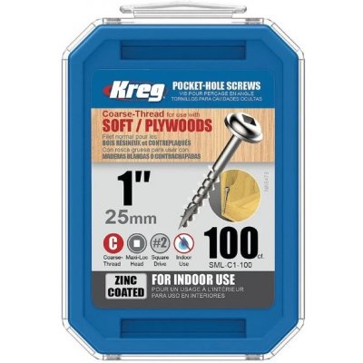 Kreg vruty pro skryté spoje Zinc Maxi-Loc, 25 mm, hrubý závit - 100 ks SML-C1-100 – Sleviste.cz