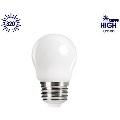 Kanlux LED žárovka XLED Filament Mini Globe G45 4,5W, 470lm, E27, neutrální bílá NW , Ra80, 320°, mléčná